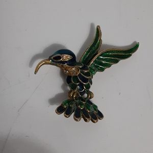 Vintage enamel humming  bird brooche